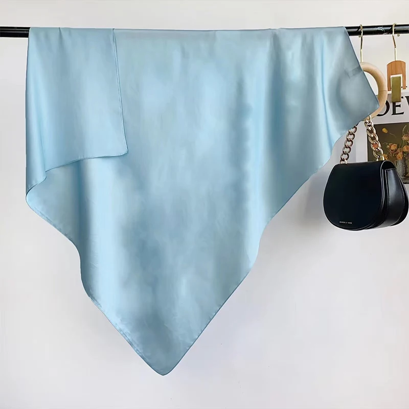 Женский шарф для волос однотонный платок на голову квадратный 90*90 шелковая