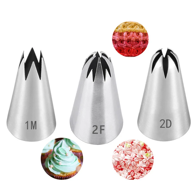 

3Pcs Flower Cream Icing Piping Nozzles Tips Set For Cake Biscuit Cupcake Baking Pastry Decorating Tools New 304 Stainless Steel