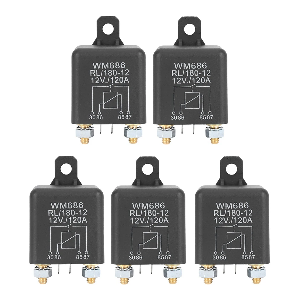 

5Pcs WM686 4 Terminal DC 12V 120A Car Universal Charge Relay Switch Power Black