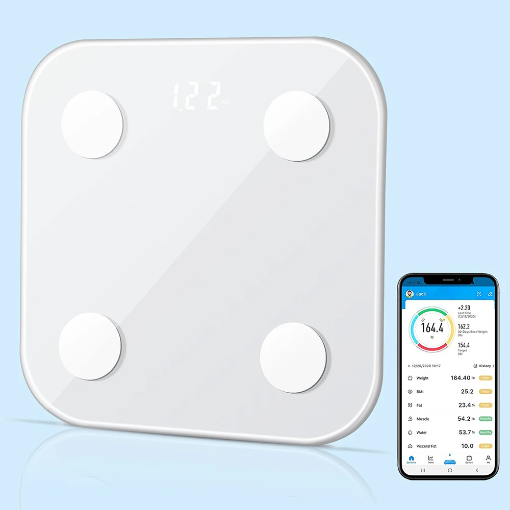 

Smart Body Fat Scale Bathroom Floor Scale Weight Digital Scale BMI Fully Sealed High-Precision Pole Piece Smartphone APP Fitness