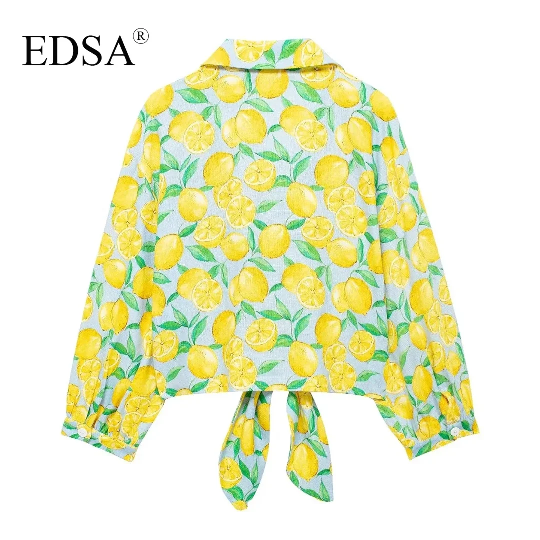 Женская блузка Edsa в пляжном стиле короткий льняной топ с v-образным вырезом и