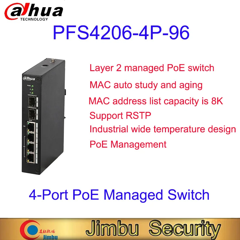 

Dahua PFS4206-4P-96 4-портовый управляемый переключатель с питанием по Ethernet, управляемый переключатель с питанием по сети Ethernet, порт поддержки RSTP, пр...