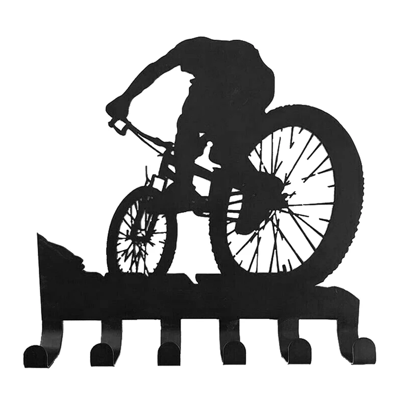 

Mountain Bike Gear Rack Metal Wall Decor Mountain Biking Wall Art Bicycle Art Silhouette Wall Sticker Carved Black Rack