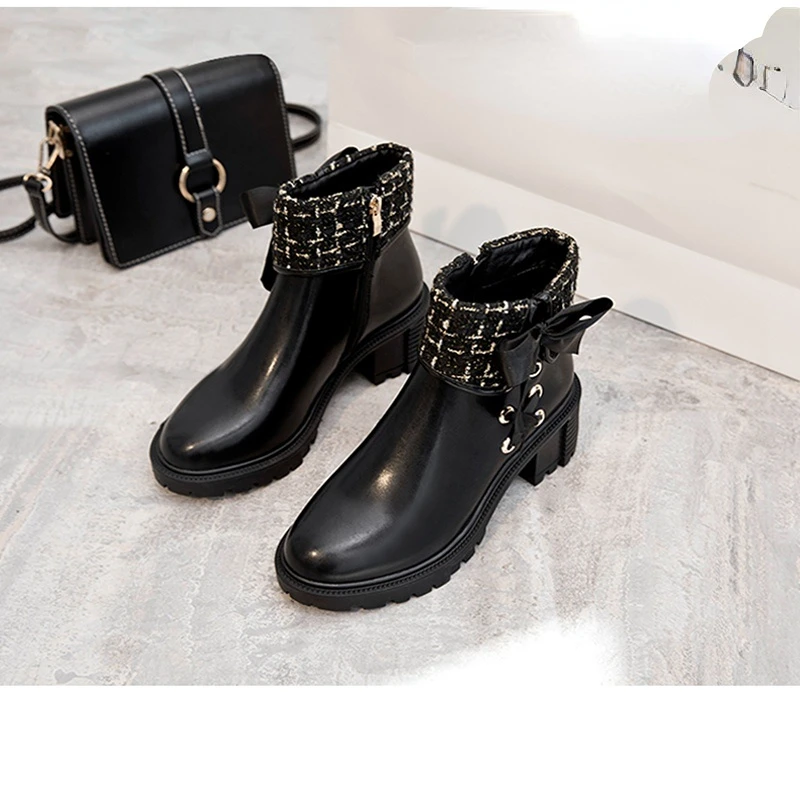 

Новые женские модные короткие сапоги, украшение с бантом, милые женские сапоги с боковой молнией