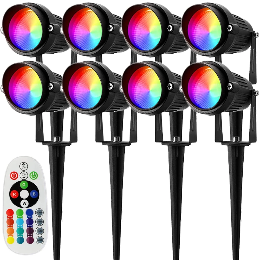 Светодиодная уличная лампа для газона 10 Вт RGB IP65 водонепроницаемый точечный