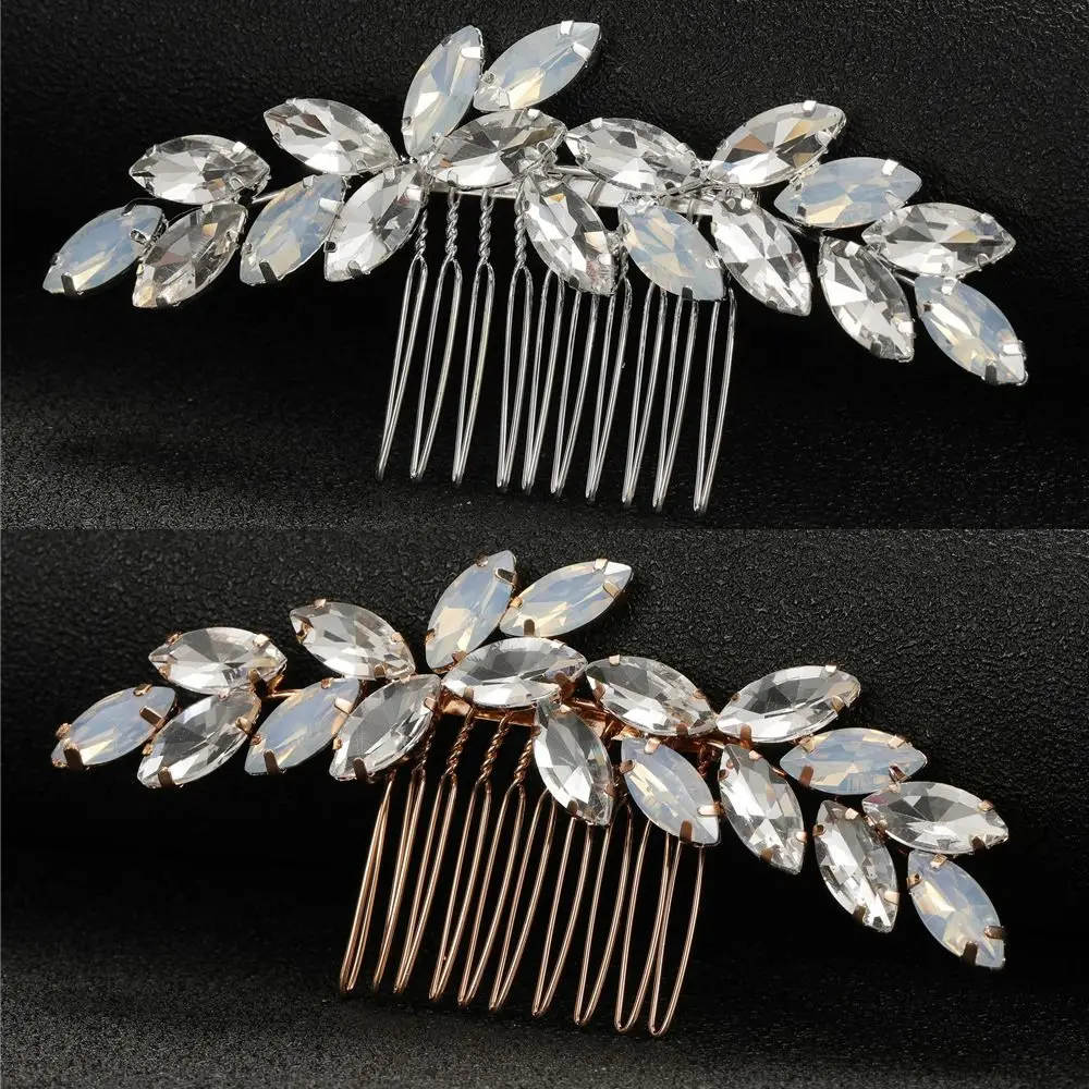 

Headpieces Bridesmaid Comb Hair Ornaments Flower Leaf Bridal Hair Clips Luxury Full Rhinestone Rhinestone Hair Comb