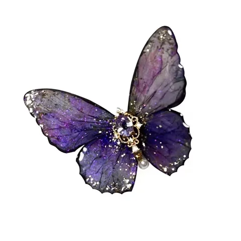 Корейские Элегантные градиентные фиолетовые заколки для волос с бабочкой, ретро жемчужные подвески, заколки-КРОКОДИЛЬЧИКИ, трендовые заколки, аксессуары для волос для женщин