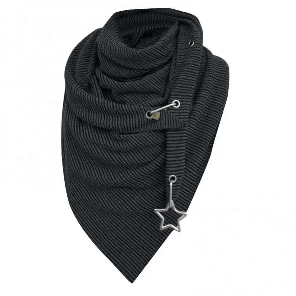

Women Autumn Winter Solid Color Button Star Soft Wrap Thick Warm Scarf Shawl