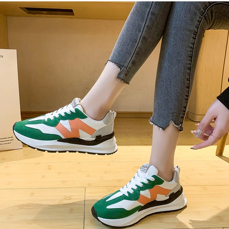 

2021 Women's New Casual Shoes Round Toe Lace-up Thick-soled Non-slip Comfortable Lightweight Sports Shoes Outdoor Running Shoes