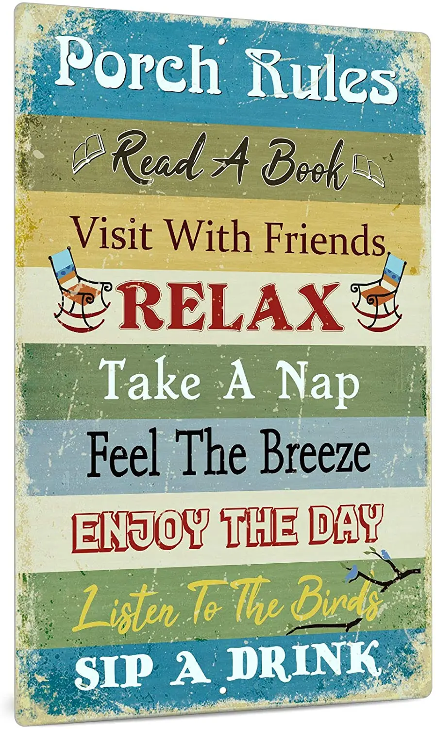 

Decor Porch Rules Sign, Aluminum Metal Wall Sign for Home, Bar, Farmhouse Inches Use Outdoor/Indoor