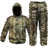 3d camouflage clothes maple leaf ghillie suit hooded jacket and pants set hunting clothing for airsoft cs games