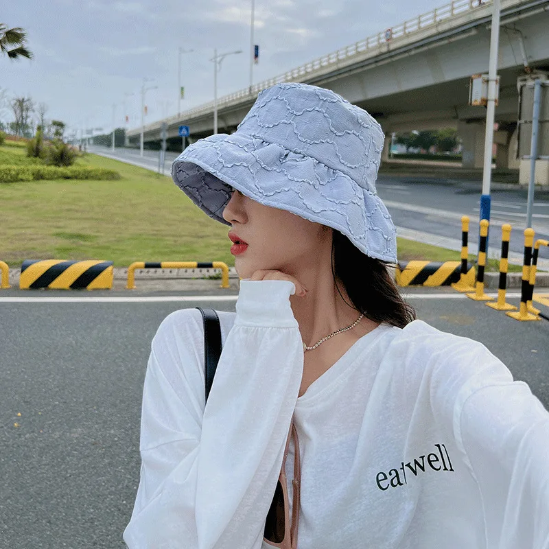 

New Style Versatile Bubble Small Square Texture Straight Tube Fisherman Hat