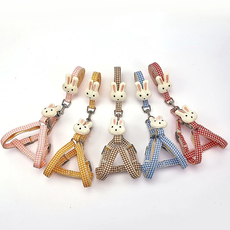 

Шлейка для маленьких собак и кошек, регулируемый ремень для домашних животных, клетчатый нагрудный жилет, поводок, аксессуары для собак