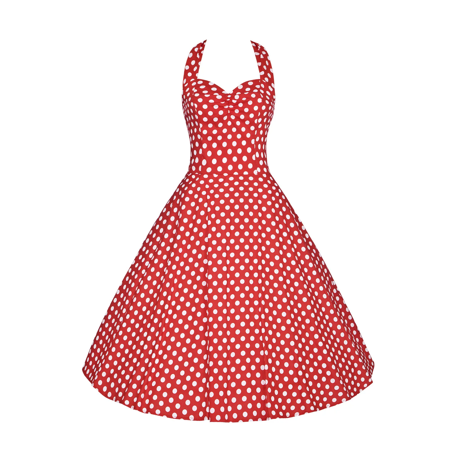 

SISHION Summer Halter Corset Red Blue Print Flower Polka Dot Dress Women Cotton Vintage Elegant Party Midi Swing Dress VD3829