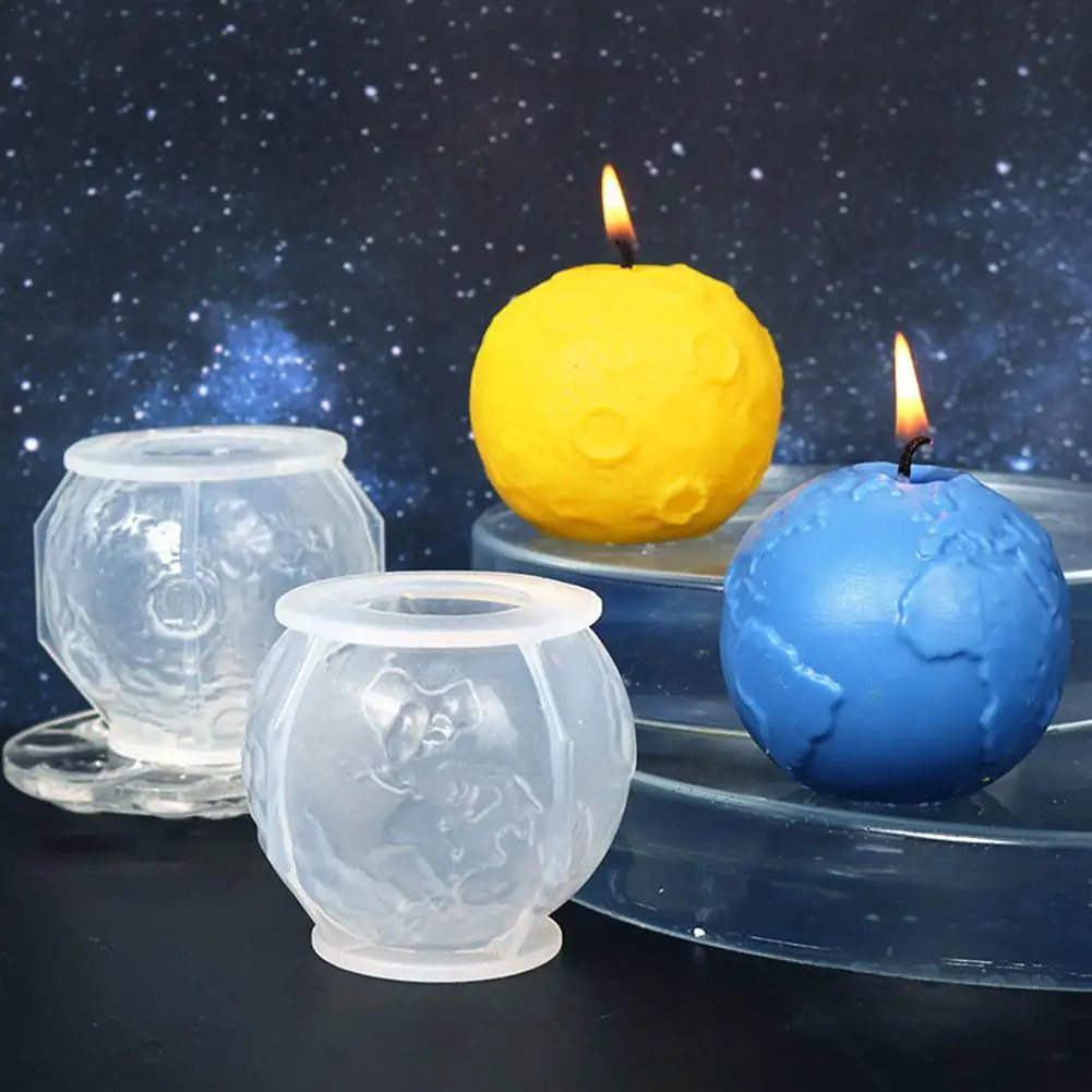 

3D Earth Moon Silicone Candle Mold DIY Aromatherapy Plaster Soap Resin Clay Mould Handmade Candle Making Party Home Decor Craft