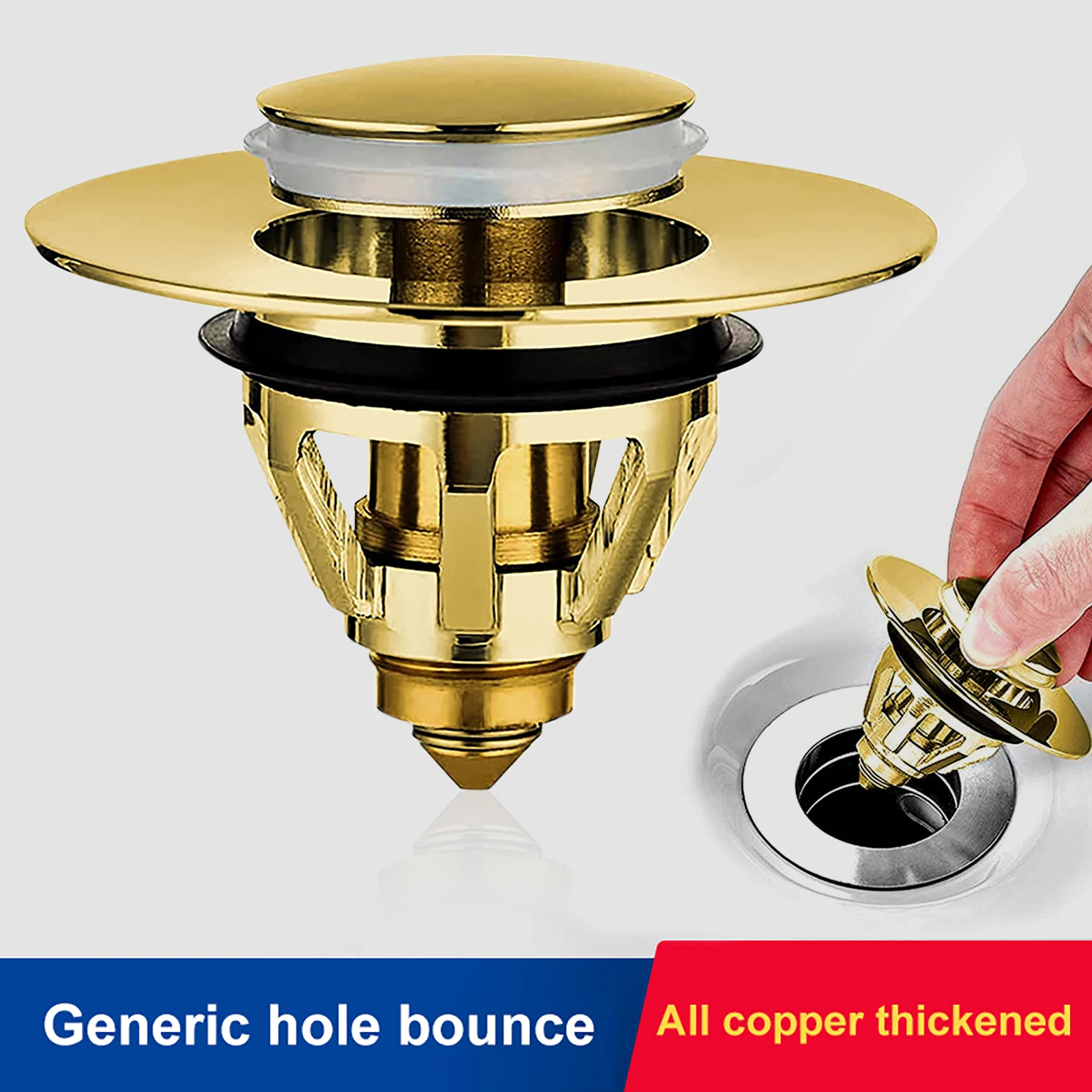 

Stainless Steel Bathroom Sink Plug Bathtub Wash Basin Bounce Drain Filter Sink Drain Durable Tub Drain Cover for Sink Bathtub