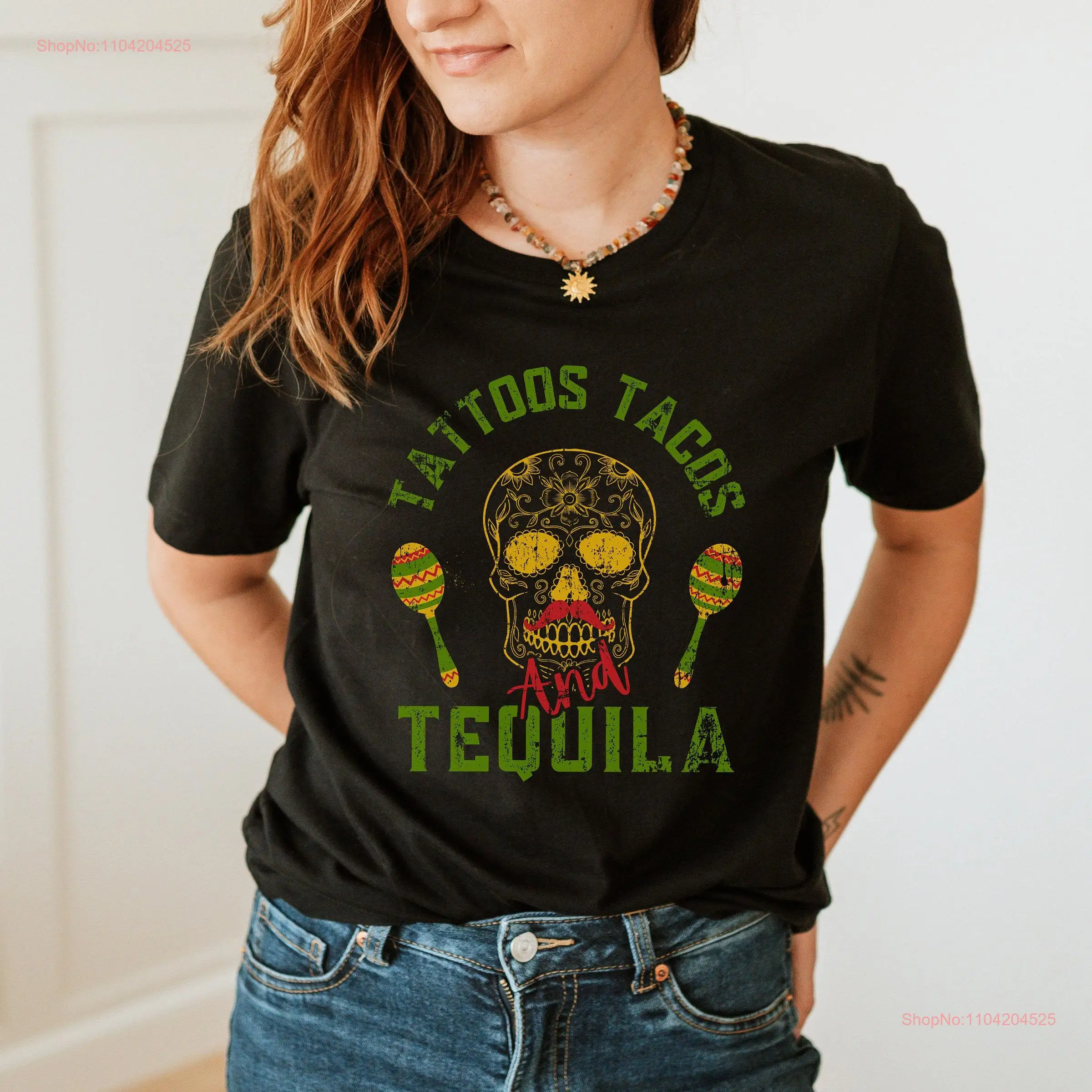Фото Татуировки Тако и Текила Правда с рубашкой Cinco de Mayo party made me do it One Two Día Muerte с длинными или короткими рукавами №1