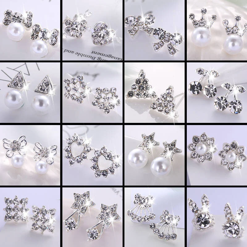 

2022 Super Flash Diamond Stud Earrings for Women New Pearl Stud Earrings Small Jewelry Earrings for Girls Luxury Jewelry