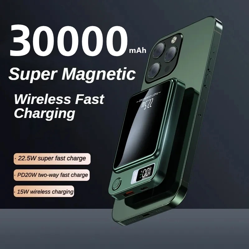

30000mAh Wireless Fast Charger For Magsafe Magnetic Power Bank Portable External Auxiliary Battery Pack for Xiaomi iPhone 13 14
