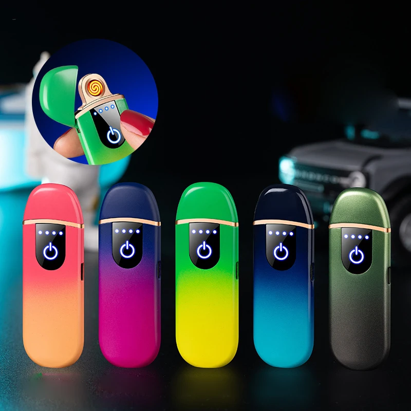

Creative Metal USB Charging Lighter Touch Sensing Tungsten Wire Ignition Battery Display Portable Windproof Smoking Accesoires