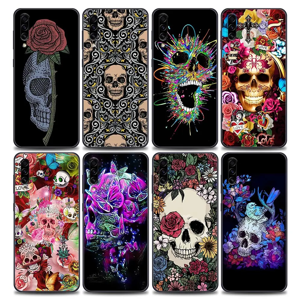 

Retro Style Flower Skull Phone Case for SamsungA10 e S A20 A30 A30s A40 A50 A60 A70 A80 A90 5G A7 A8 Soft Silicone