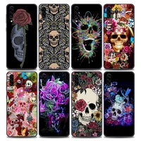 retro style flower skull phone case for samsunga10 e s a20 a30 a30s a40 a50 a60 a70 a80 a90 5g a7 a8 soft silicone