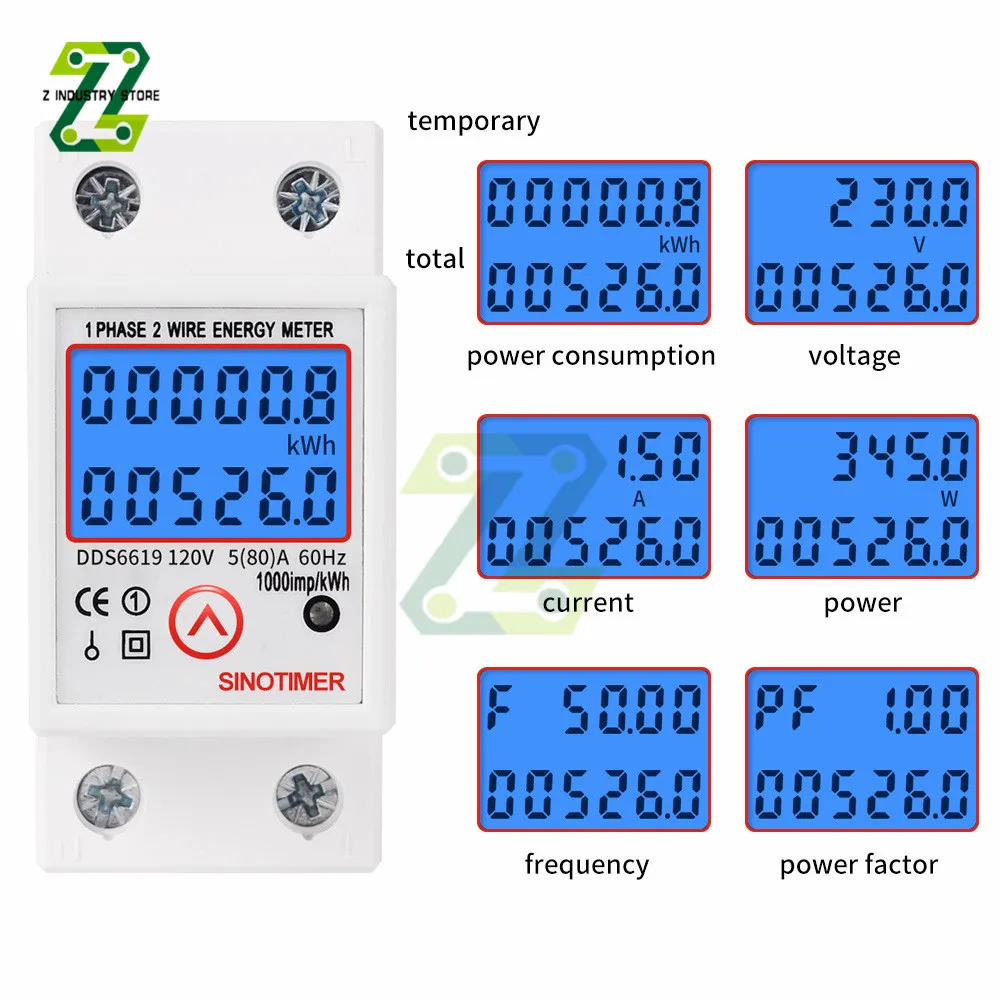 

Однофазный измеритель энергопотребления, ваттметр переменного тока 230 В/110 В