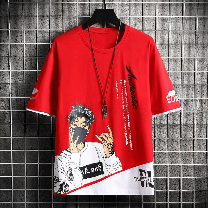 

Мужская футболка из чистого 100% хлопка, крутая футболка с коротким рукавом и принтом в Корейском стиле, летние топы в стиле хип-хоп, Одежда бо...
