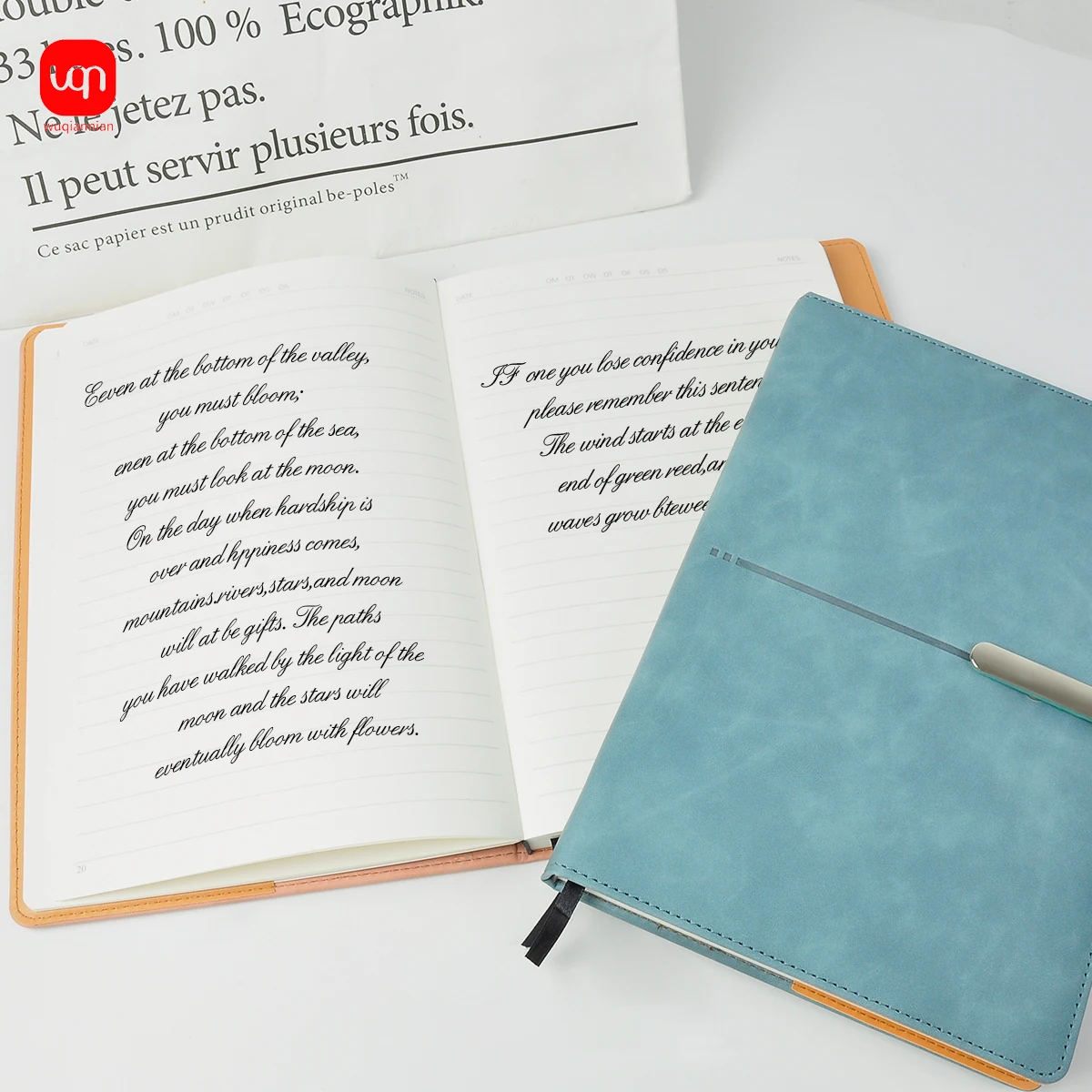A5/B5 Double-button Coded Notepad PU Leather Office Journal Diary Stationery Student Notebook 108 Sheets /208 Pages
