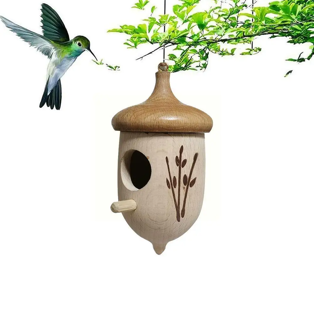 

Деревянный домик-Колибри, подвесное мини-гнездо, украшение для дома и сада, домашнее животное, настенное украшение «сделай сам» для спальни ...