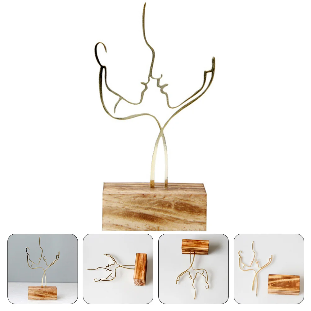 

Metal Wall Woman Figurinesculpture Couple Decoration Romantic Face Abstract Decor Gift Room Figure Line Newlywed Figurines Car
