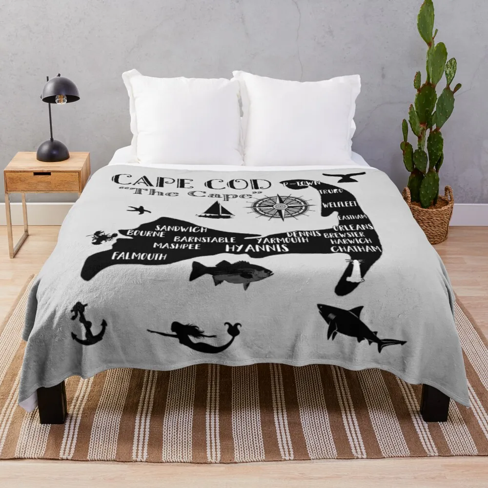 

Накидка с треской картой, сувенир с акулой, мягкое тонкое уличное одеяло, дизайнерское одеяло с пятью ниже, одеяло