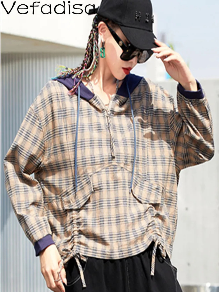 

Vefadisa 2023 весна-осень пуловер с капюшоном Свитшот свободная сетчатая Печать Термоусадочная веревка свитшот для отдыха женская LHX3704