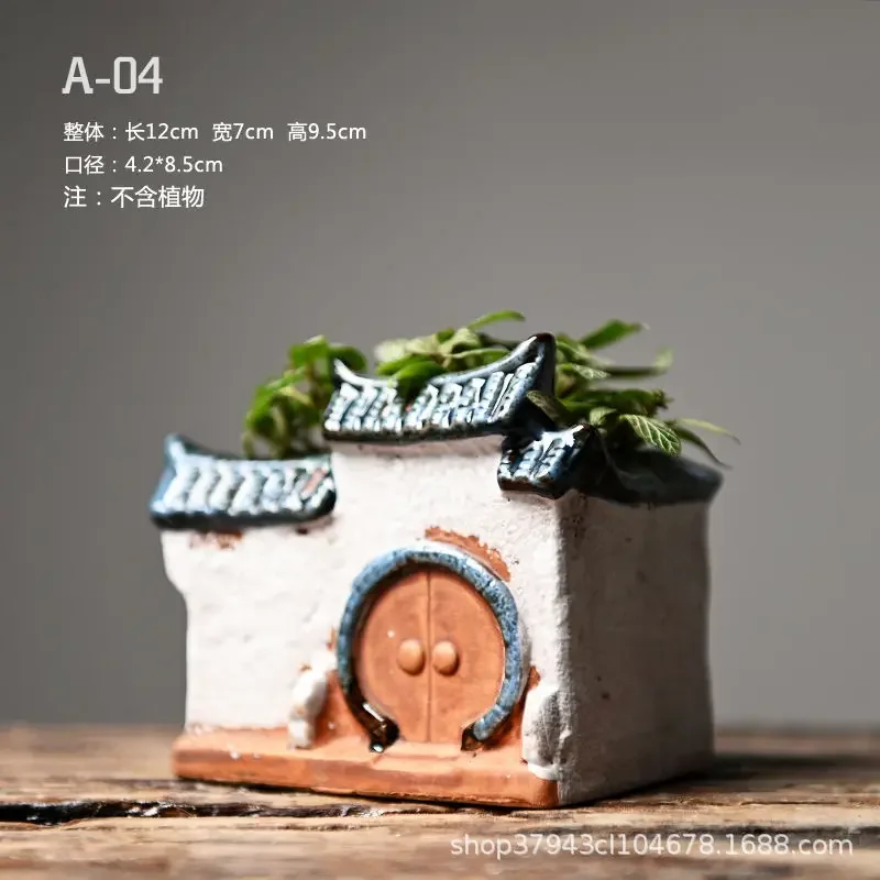

Садовый керамический цветочный горшок для моделирования Huizhou, архитектурный бамбуковый горшок горшки для посадки растений, аквариумный орнамент, украшения