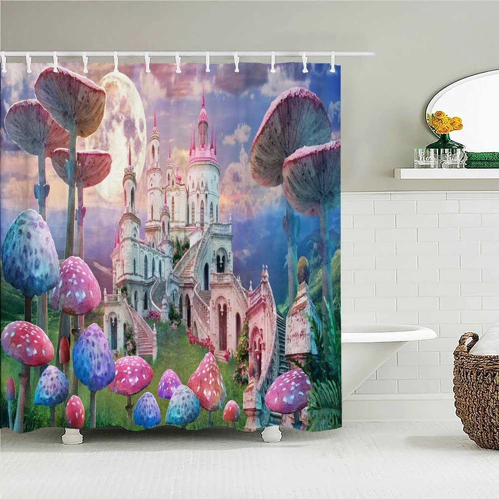 

Fantasy Forest Landscape Psychedelic Bath Curtain Waterproof Shower Curtains Cartoon Bathtub Screen for Bathroom Home Wall Decor