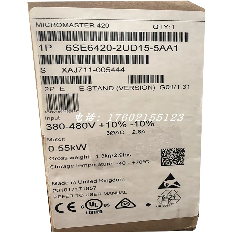 

100% Новый оригинальный 1 год гарантии 6SE6420-2UD15-5AA1