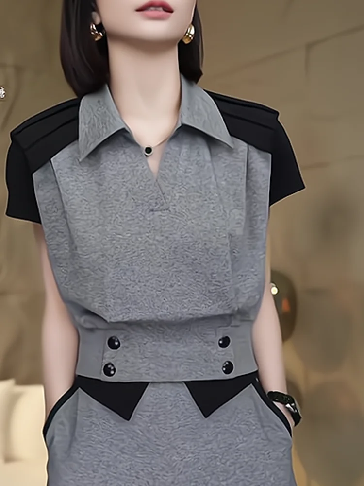 Plus Size Light Luxury High Sense Chic V-neck Short sleeve T-shirt Women 2024 Summer New Hem Waist Hugging Design Short Top F...