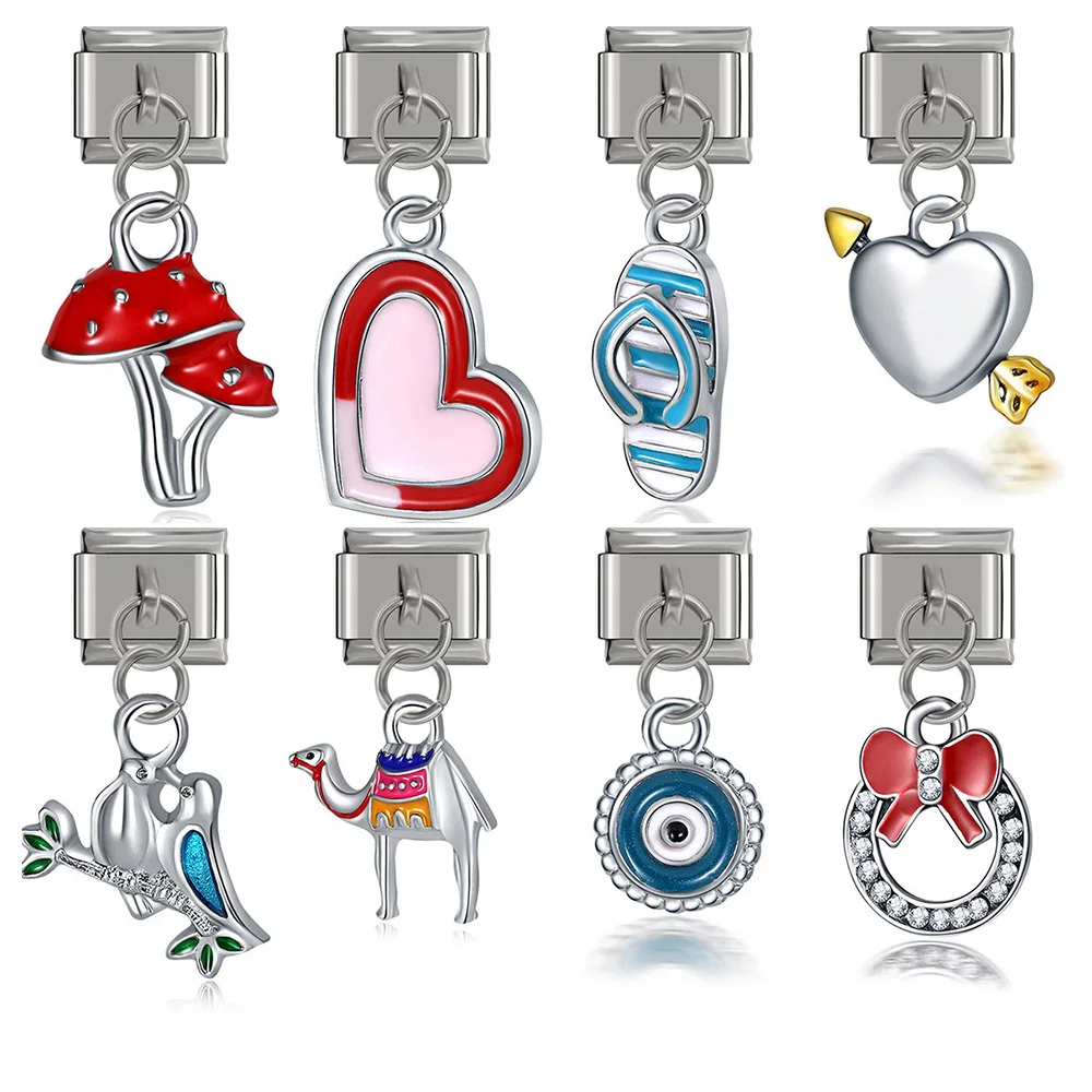 

Hapiship Original Daisy Heart Eye Mushroom Camel Slippers Italian Charm Fit 9mm Bracelet Stainless Steel Jewelry Making DJ164