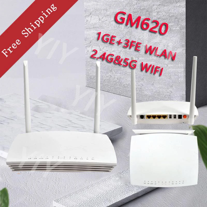 NEW 5PCS/LOTS Original GM620 Gpon Ont ONU FTTH Dual Band 1GE+3FE+1POTS+2USB+2.4G/5G+ Wifi With Without Power