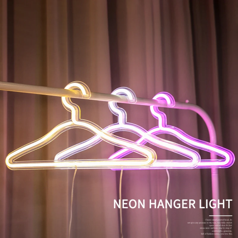 

USB-светодиодная неоновая лампа для детской комнаты, Яркая Цветная вешалка для спальни, светящаяся Подставка для одежды