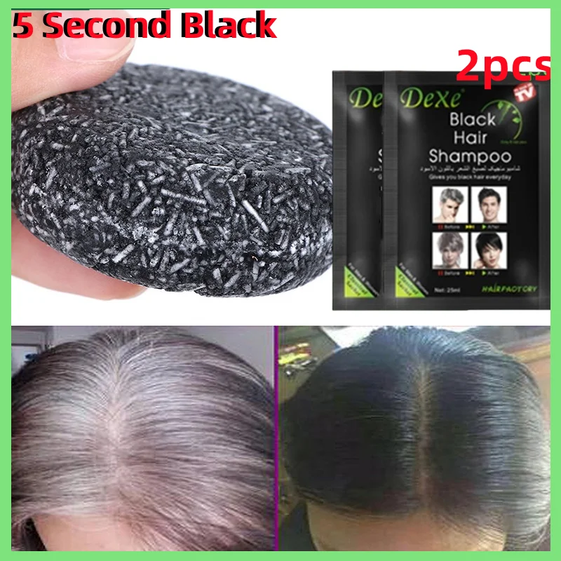 

Natural Organic Gray White Hair Color Dye Treatment Bamboo Charcoal Clean Detox Soap Black Hair Darkening Shampoo Essence Soap