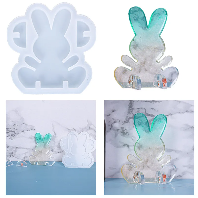Рождественская силиконовая 3D форма в виде кролика из эпоксидной смолы для рукоделия, украшения для дома ручной работы, ювелирные украшения,...