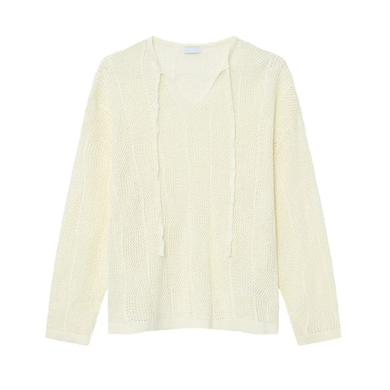 Мужской свитер с вырезами свободный винтажный пуловер оверсайз в Корейском