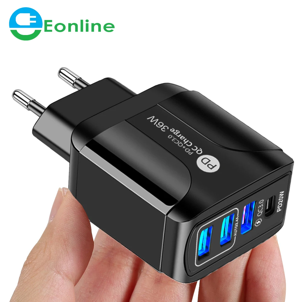 

36W PD USB Type C Charger Quick Charge 3.0 Mobile Phone Charger for iPhone Samsung Xiaomi Fast Wall Chargers usb c power adapter