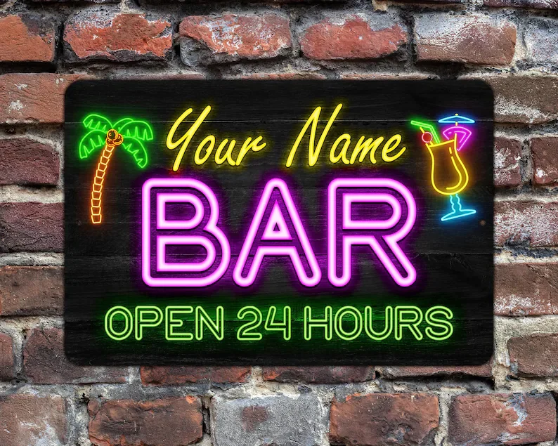 

Neon Style Personalized Metal Bar Sign