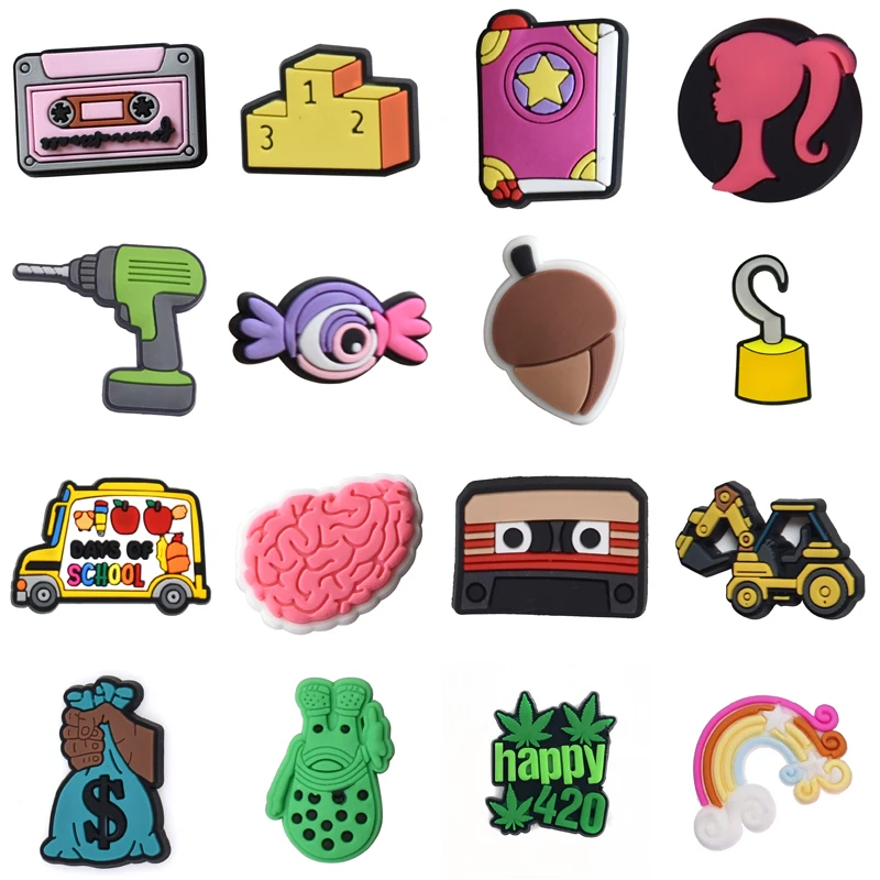 

Sales 1Pcs PVC Shoes Charms Accessories Fit Croc Sandals Wristband Garden Clog Buckle Decorations Boys Girls Party Gifts