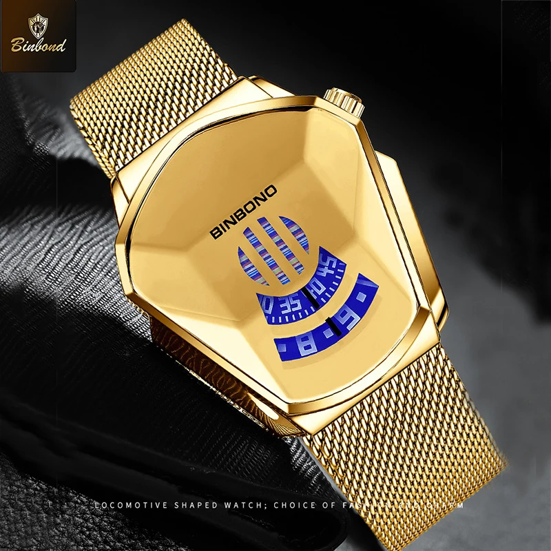 Часы BINBOND для мужчин мотоциклетные концептуальные кварцевые часы ремешок часов
