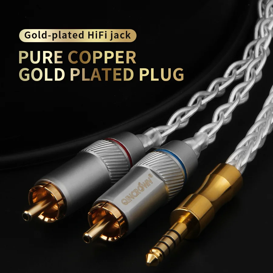 QINCROWN 4,4 мм к 2RCA аудиокабелю 1 к 2 разъема HiFi однокристальный усилитель мощности из чистой меди с серебряным покрытием