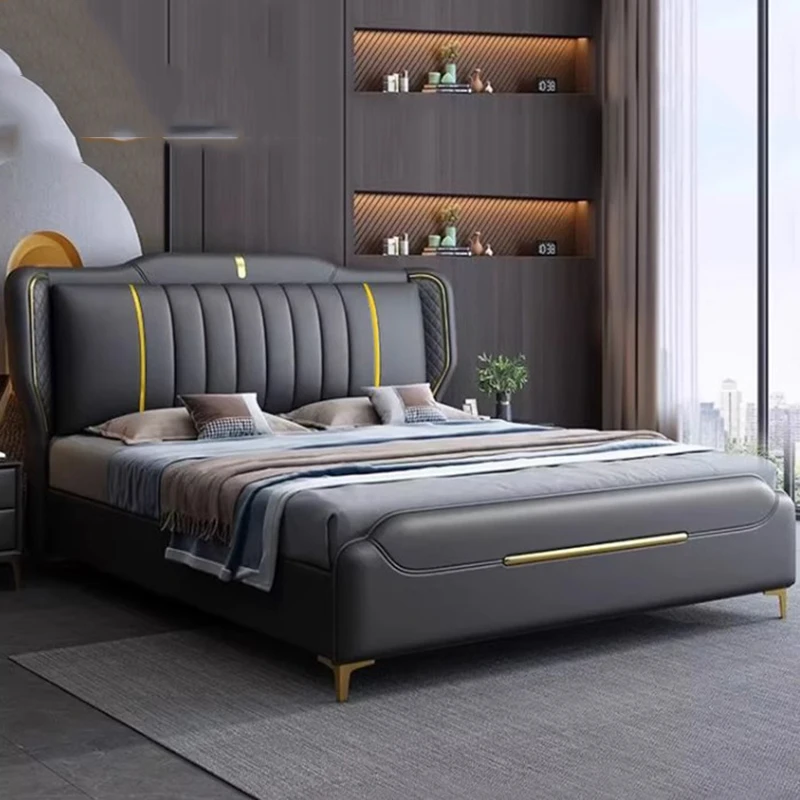 Современная черная скандинавская двуспальная кровать водонепроницаемая