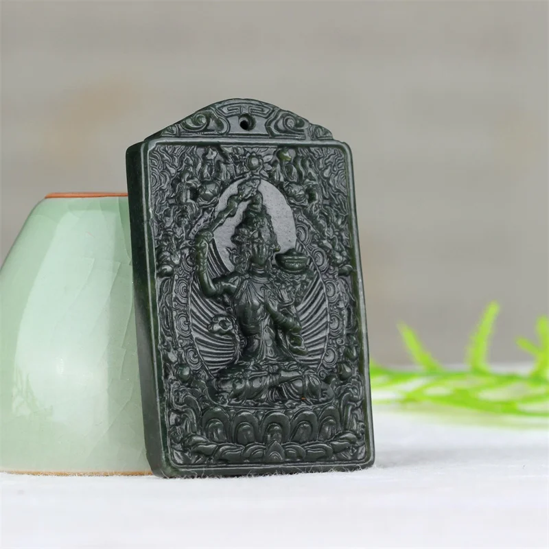 

Горячая Распродажа, натуральный ручной вырез, Hetian Jade, голубой покровитель, Будда, детской подвески, модные ювелирные изделия для мужчин и женщин LuckGifts1